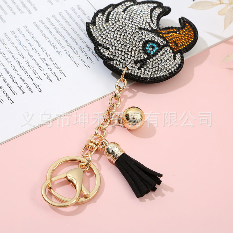 Wholesale Velvet Eagle Head Hot Diamond Keychains