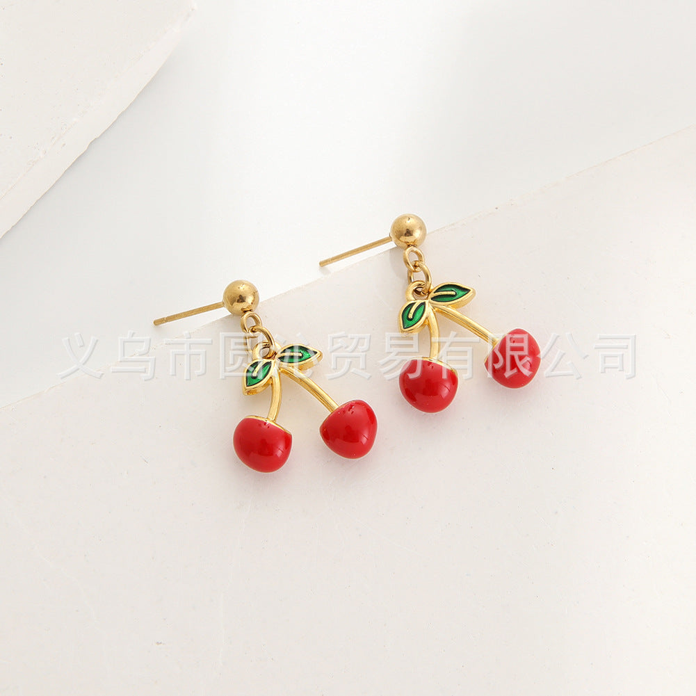 Wholesale Sweet Fruit Series Strawberry Cherry Earrings