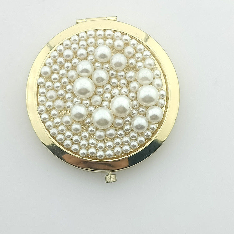 Wholesale Folding Pearl Diamond Makeup Aluminum Mirror