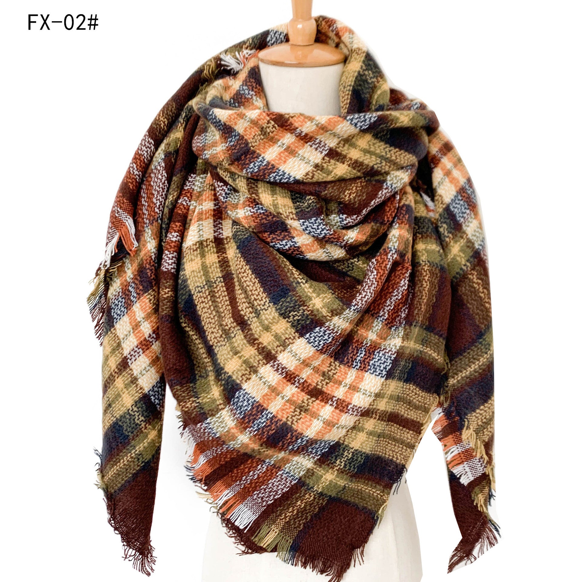 Wholesale Autumn and Winter Imitation Cashmere Double-sided Colorful Plaid Square Scarf Scarf