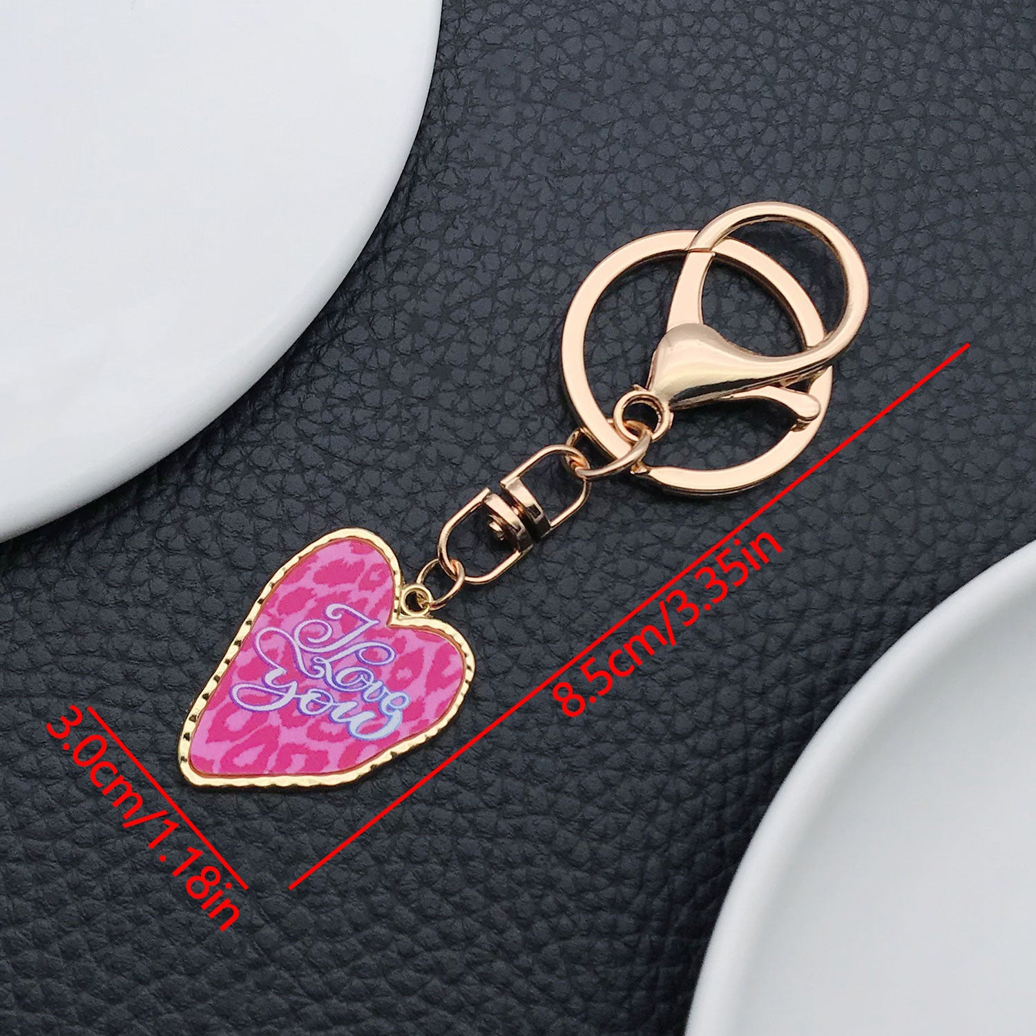 Wholesale Purple printed big heart Valentine' s Day alloy 8-shaped keychain