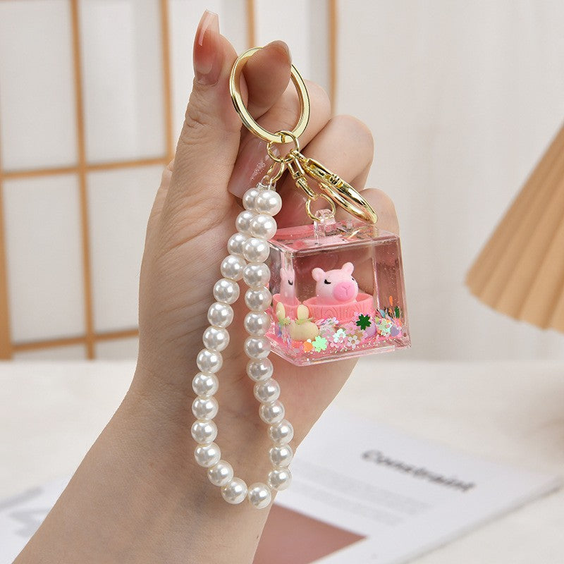 Wholesale Acrylic Creative Capybara Sand Bottle Keychain