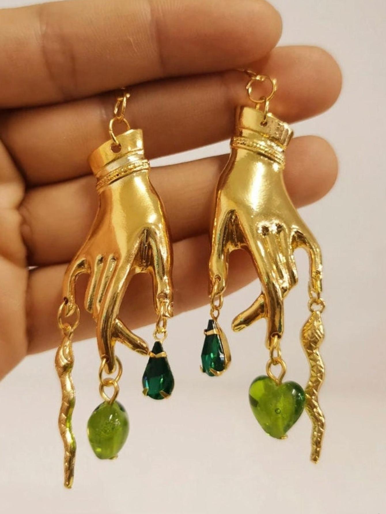 Wholesale  Ancient Egypt Gold Hand Snake Earrings Weird Earrings Weird Earrings Cool Earrings Jewelry Aesthetics