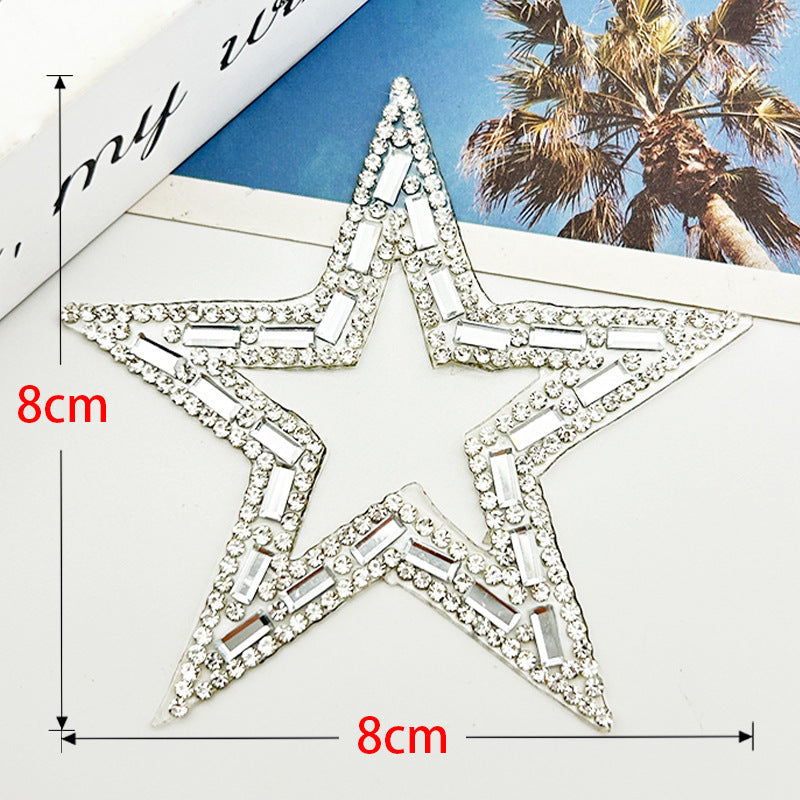 Wholesale 10pcs 8cm pentagram hot stamping diamond hollow embroidery DIY Patches
