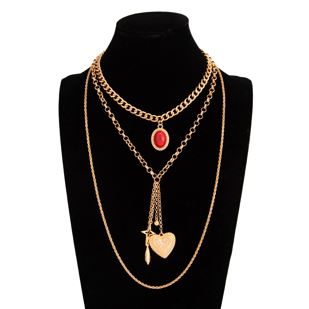 Wholesale  Pattern Heart Pendant Gemstone choker necklace