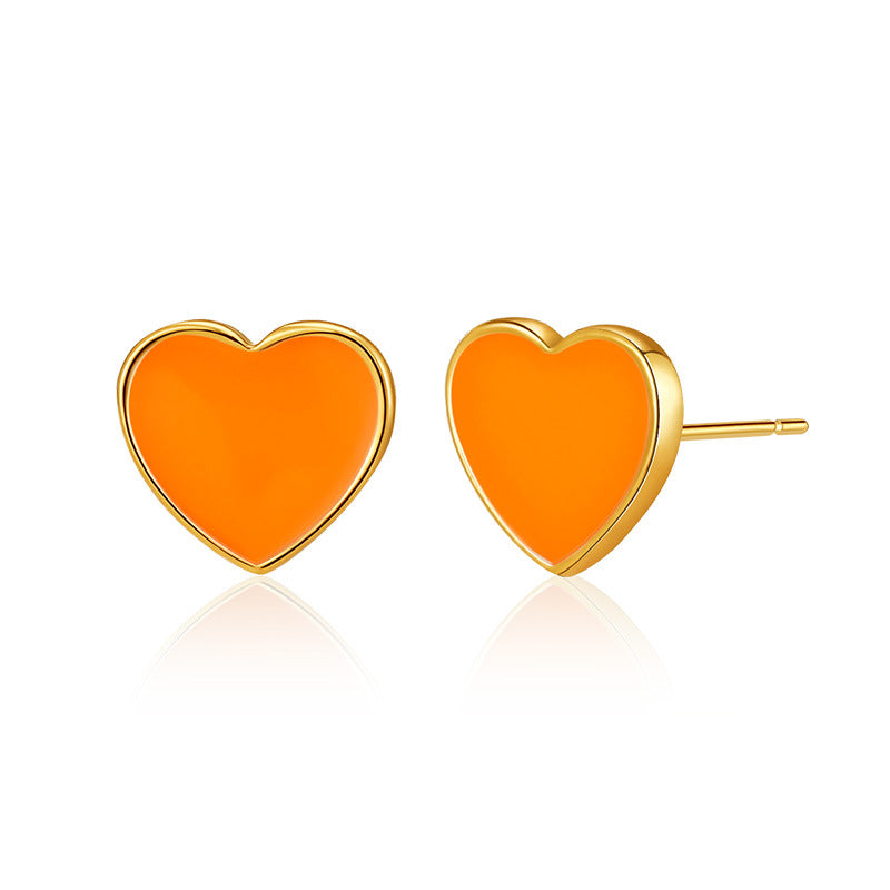 Wholesale Vintage Oil Dripping Series Peach Heart Irregular Earrings