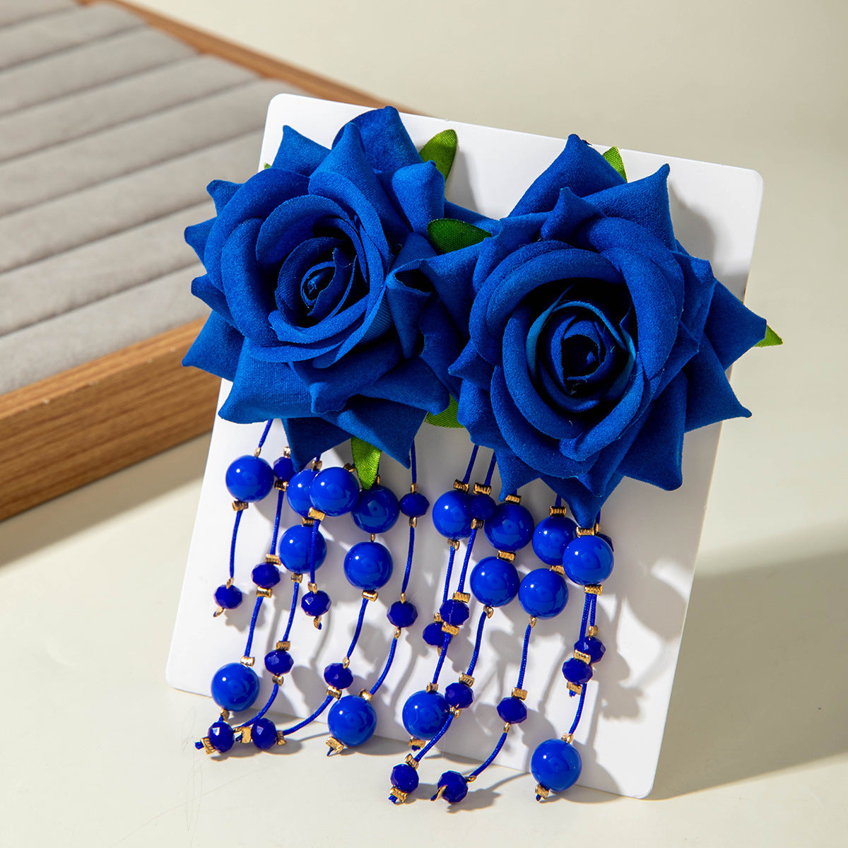 Wholesale Colorful three-dimensional rose flower earrings