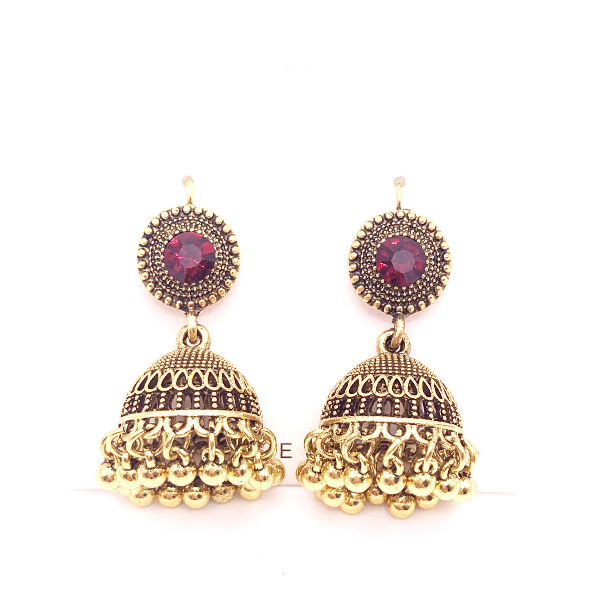 Vintage ethnic style bohemian ruby earrings