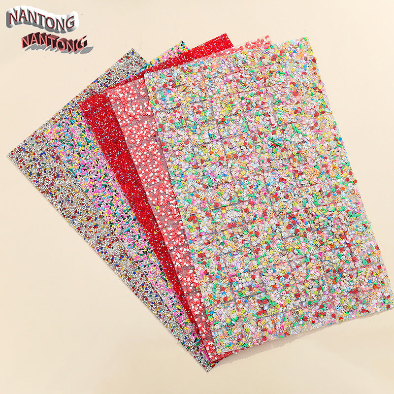 Wholesale Pointed bottom rhinestone with resin cylinder mixed DIY double-sided tape drill piece