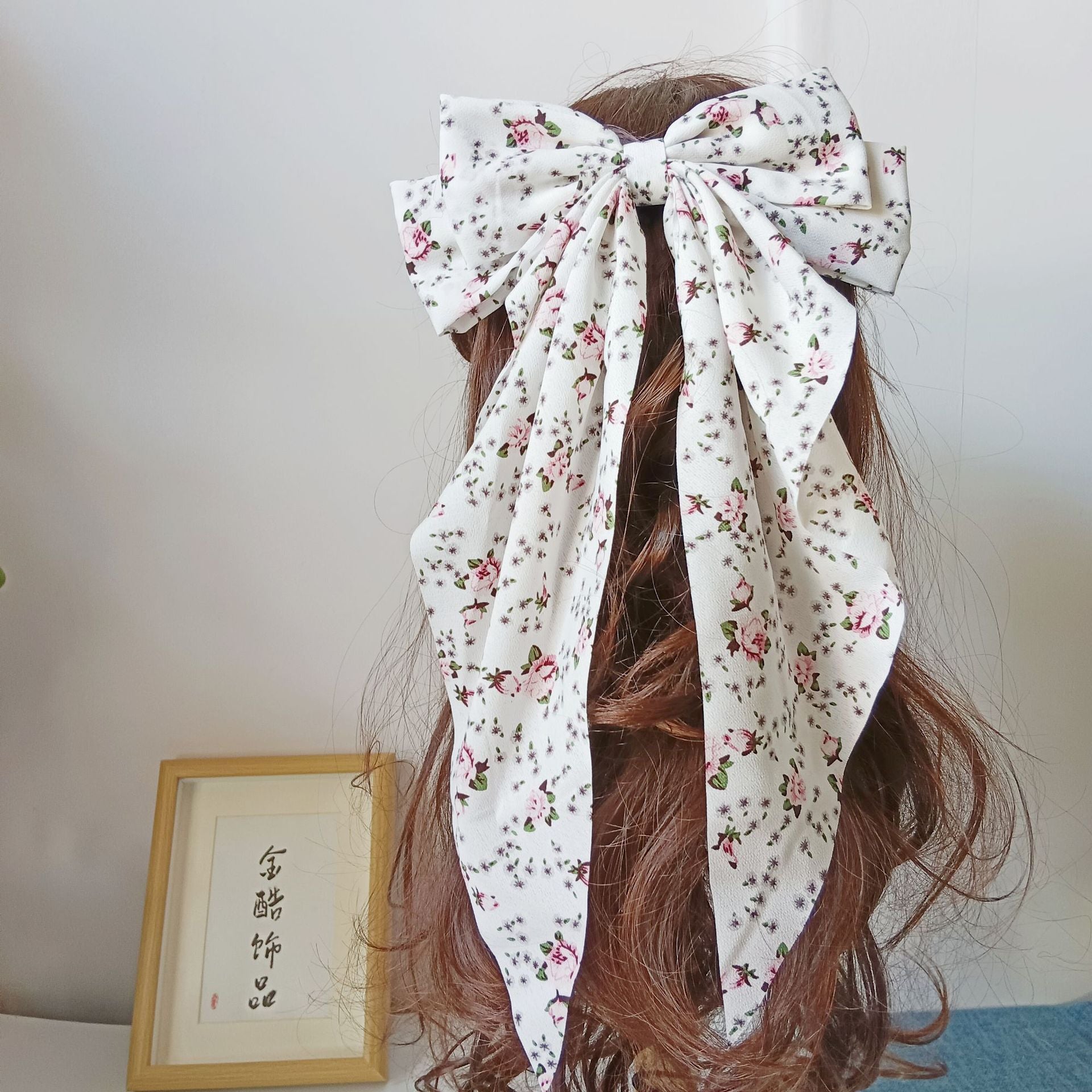 Wholesale Fabric Floral Scarf Ribbon Bow Spring Clip