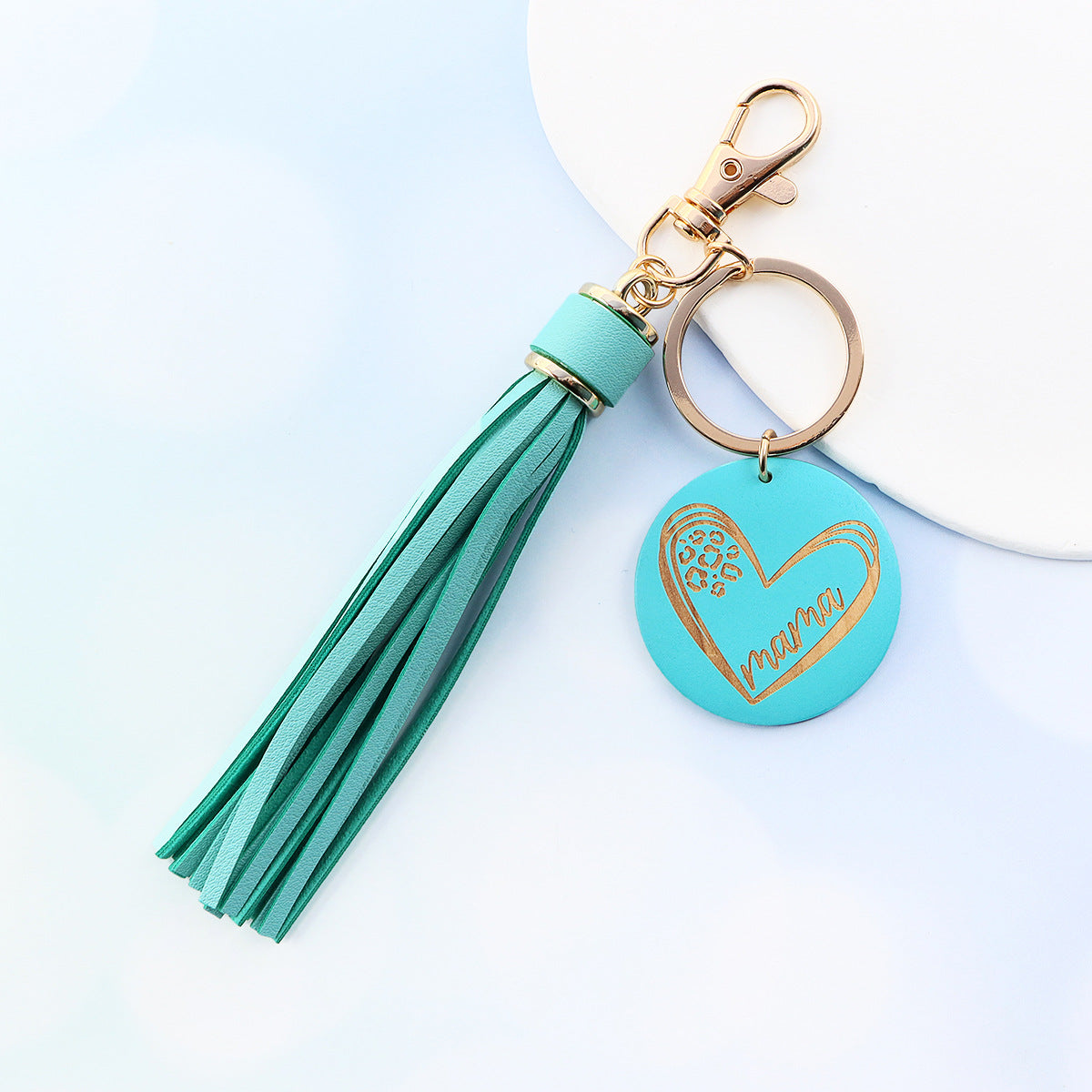 Wholesale Mother's Day Love Round Wood Chip MAMA Keychain