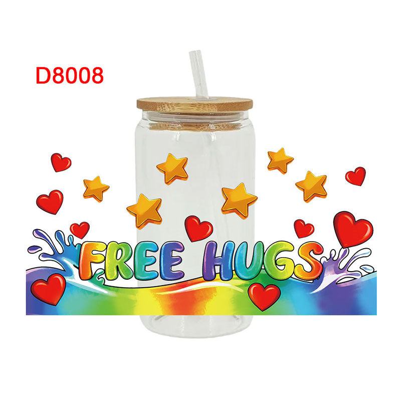 Wholesale Colorful Love Letter 16oz Cup UV DTF Wraps
