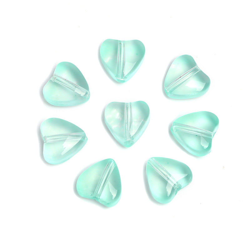 Wholesale 100pcs Heart-shaped Glass 8mm Straight Hole Jelly Colored Peach Heart DIY Beads