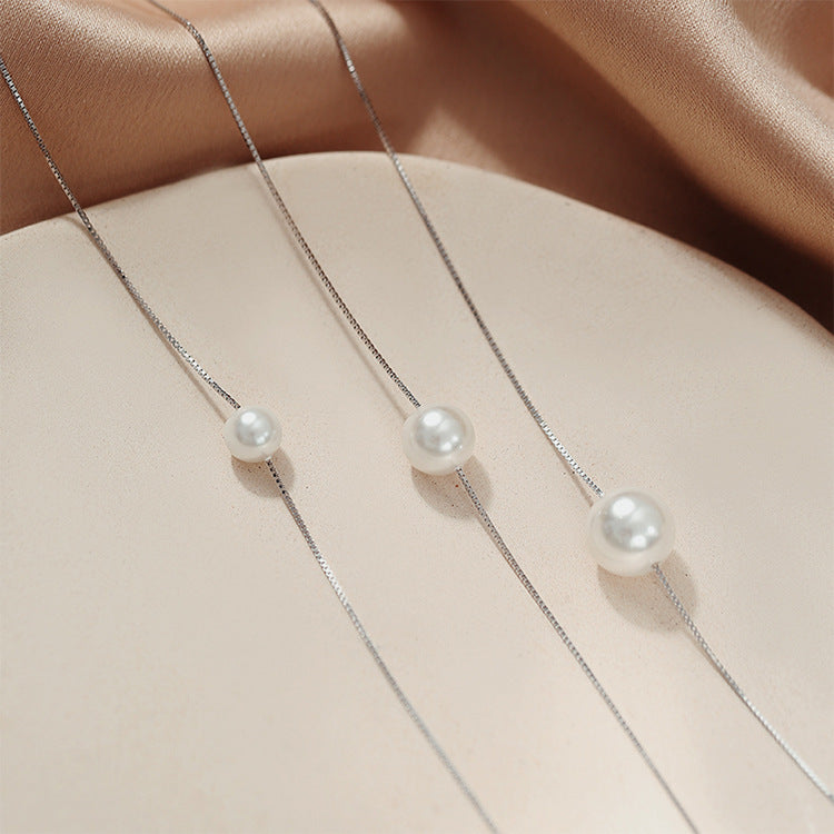 Wholesale S925 Silver Single Synthetic Pearl Necklace