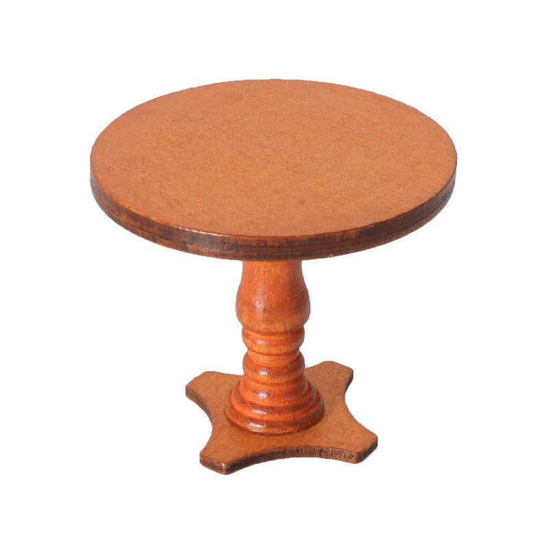 Wholesale Miniature simulation wooden brown round table Doll Accessories
