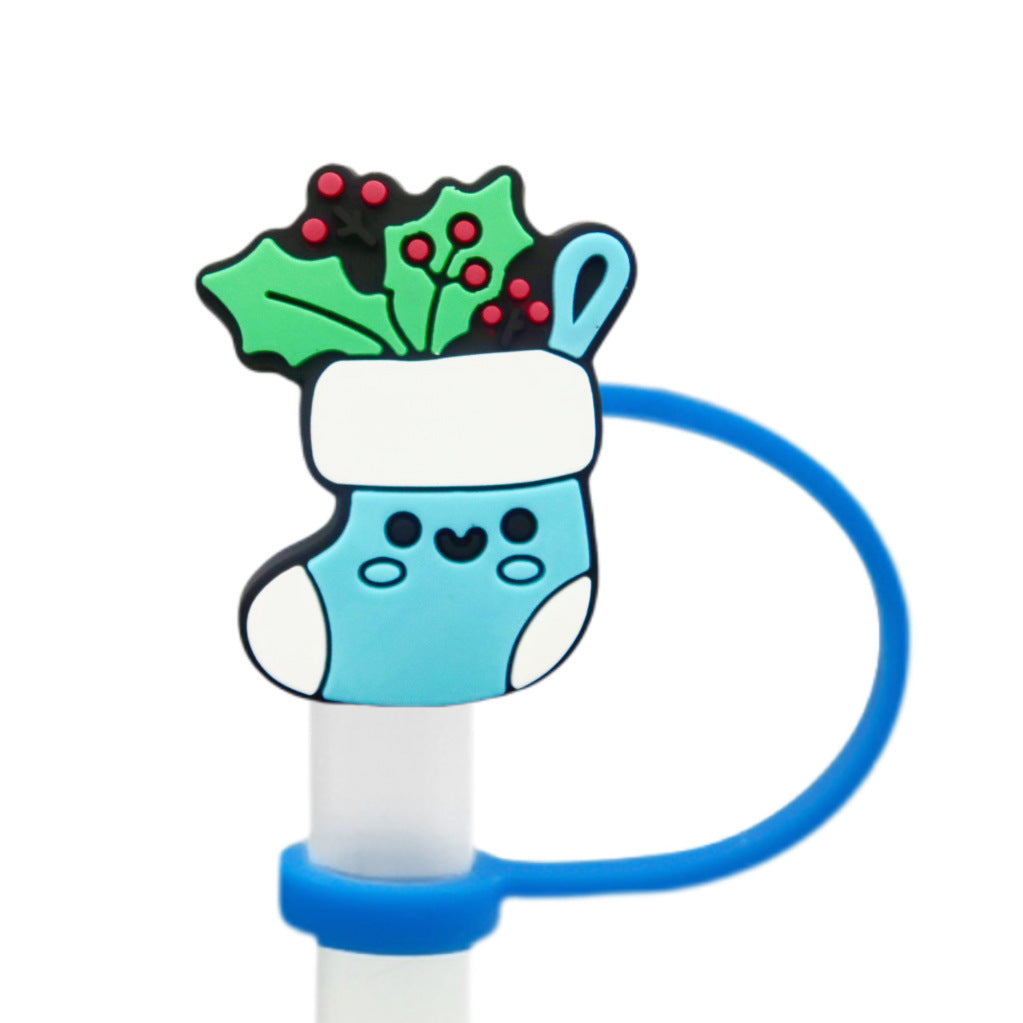 Wholesale 10pcs Winter Series Straw Cap Straw Sleeve Straw Tube Cap