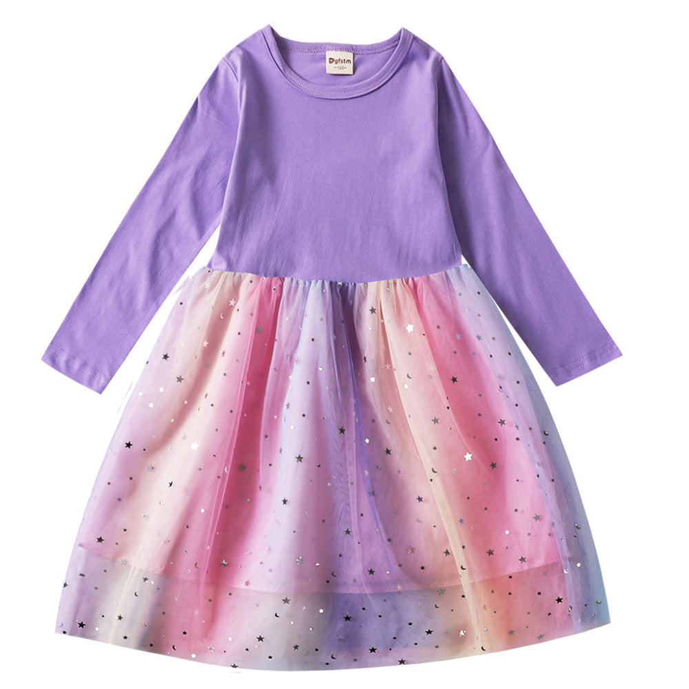 Wholesale Spring Autumn Toddler Girls Long Sleeve Cotton Tulle Princess Dress Chic Party Wear Resale Gift Choice