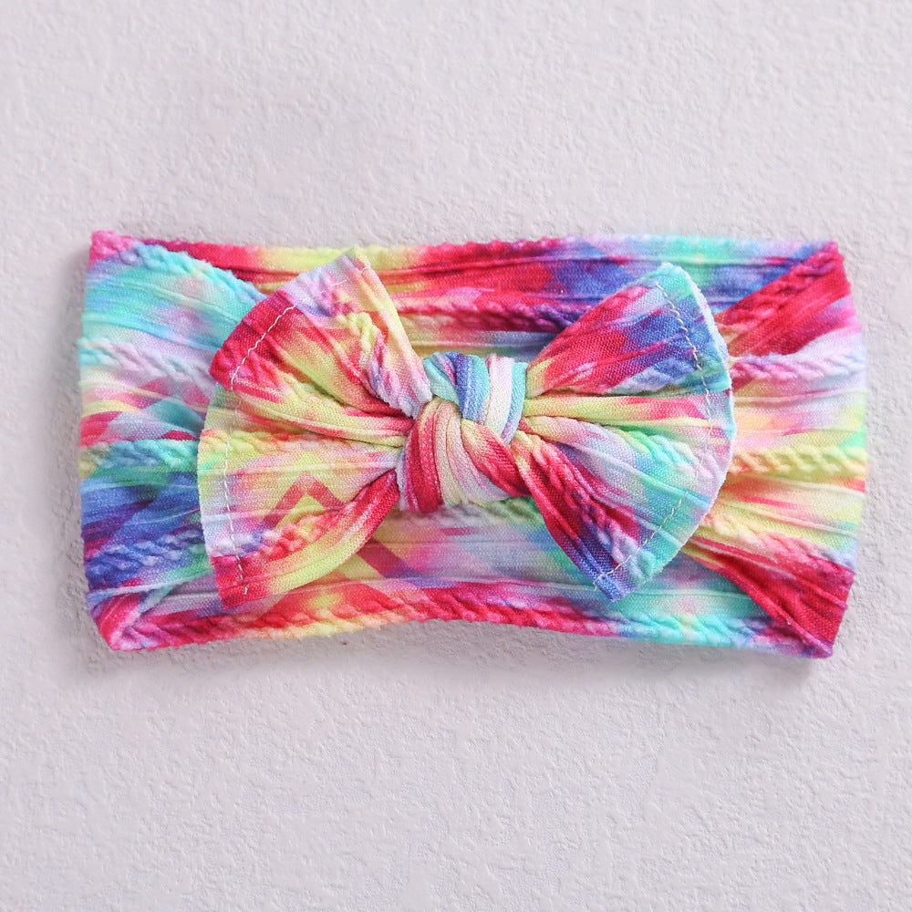 Wholesale Wide Edge Jacquard Bow Nylon Children's Headbands