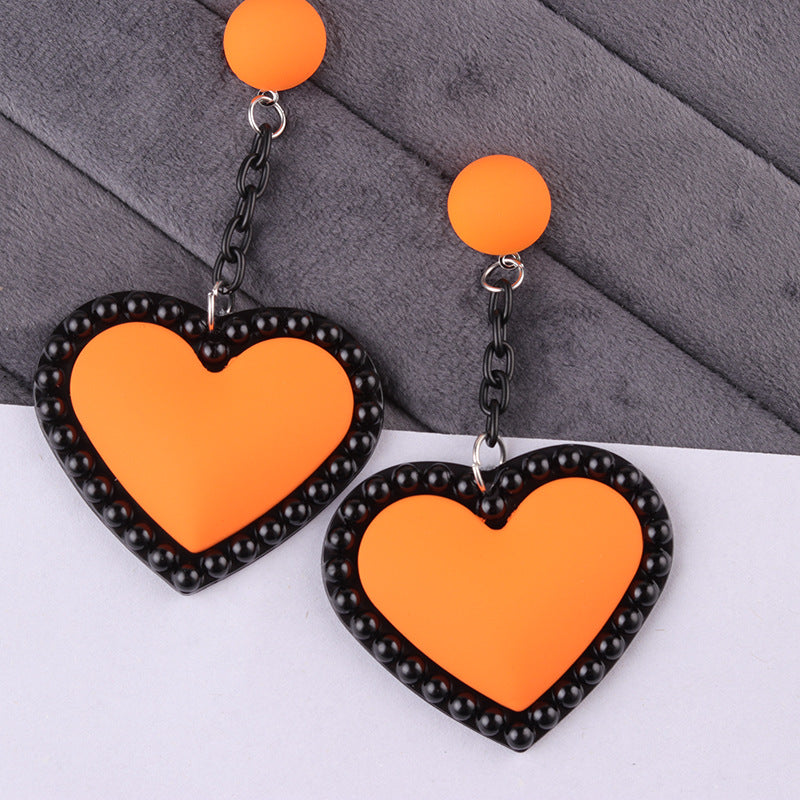 Wholesale Retro 3D Colorful Heart Acrylic Earrings