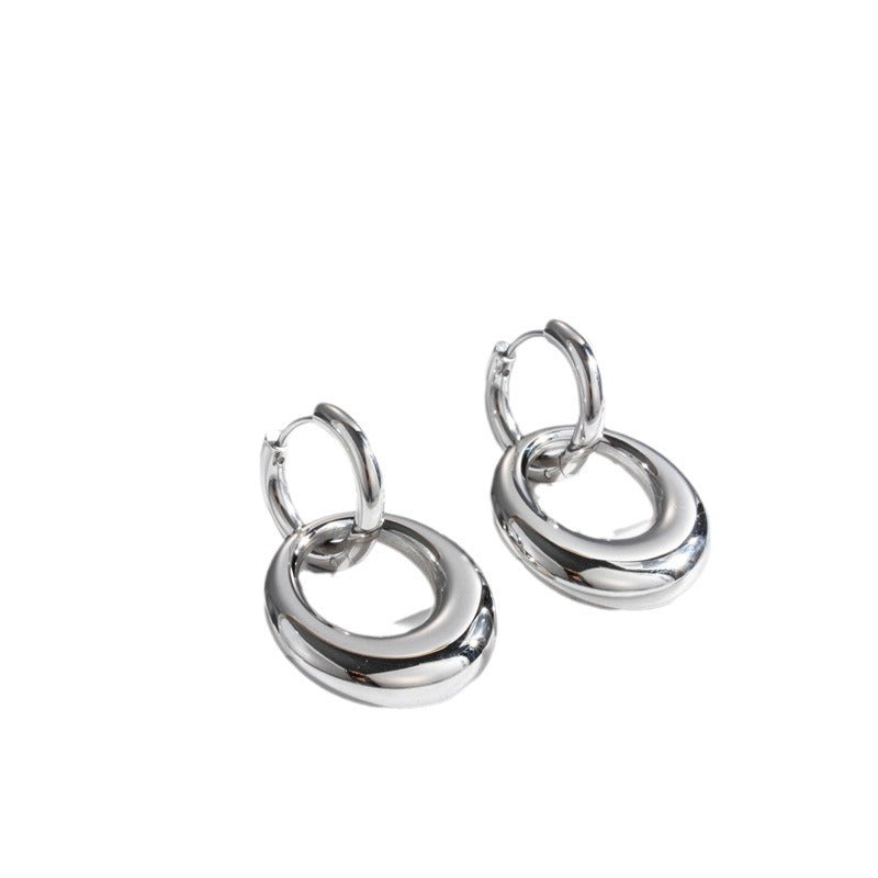 Wholesale 18K Real Gold Stainless Steel Round Earrings