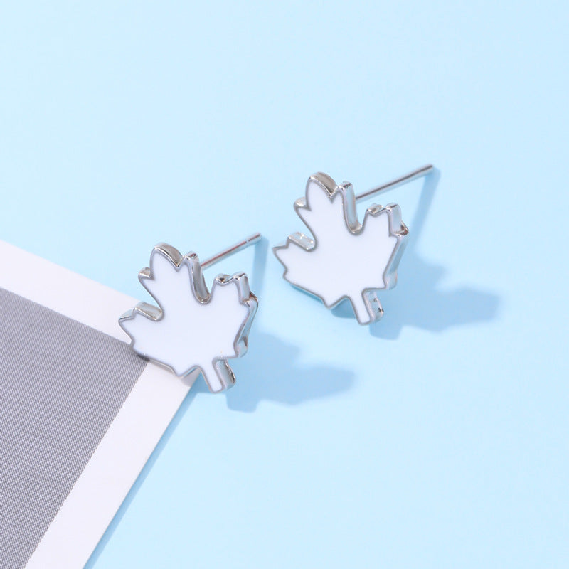 Wholesale New Canadian Flag Earrings Zinc Alloy Dripping Oil Red Maple Leaf Earrings
