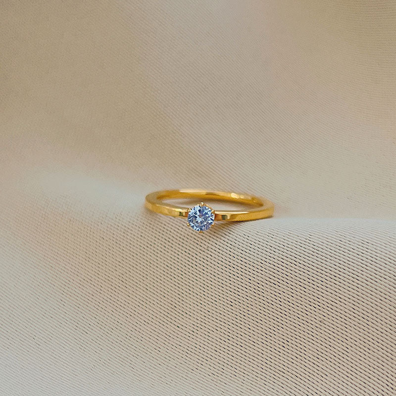 Anillo de diamantes de seis puntas de acero de titanio al por mayor