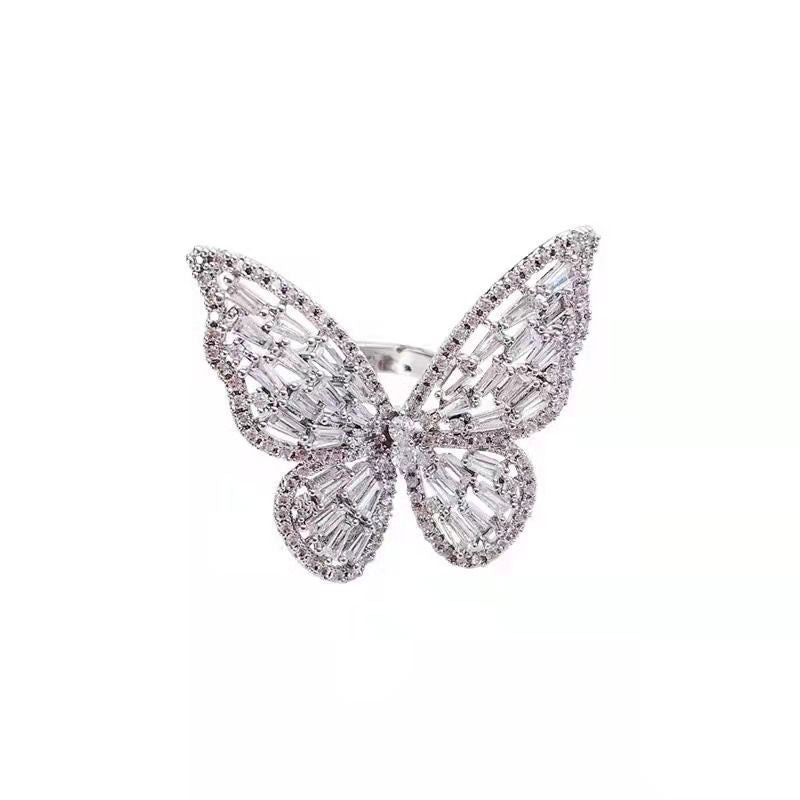 Wholesale Exaggerated hollow butterfly ring