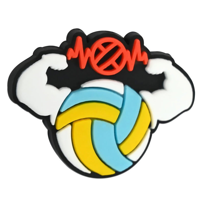 Wholesale Random 100pcs/pack PVC soft rubber perforated beaded accessories for ball sports series   Focal Beads