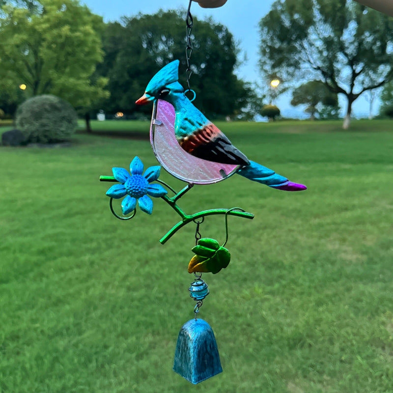 Wholesale Bird wrought iron glass painted wind chimes