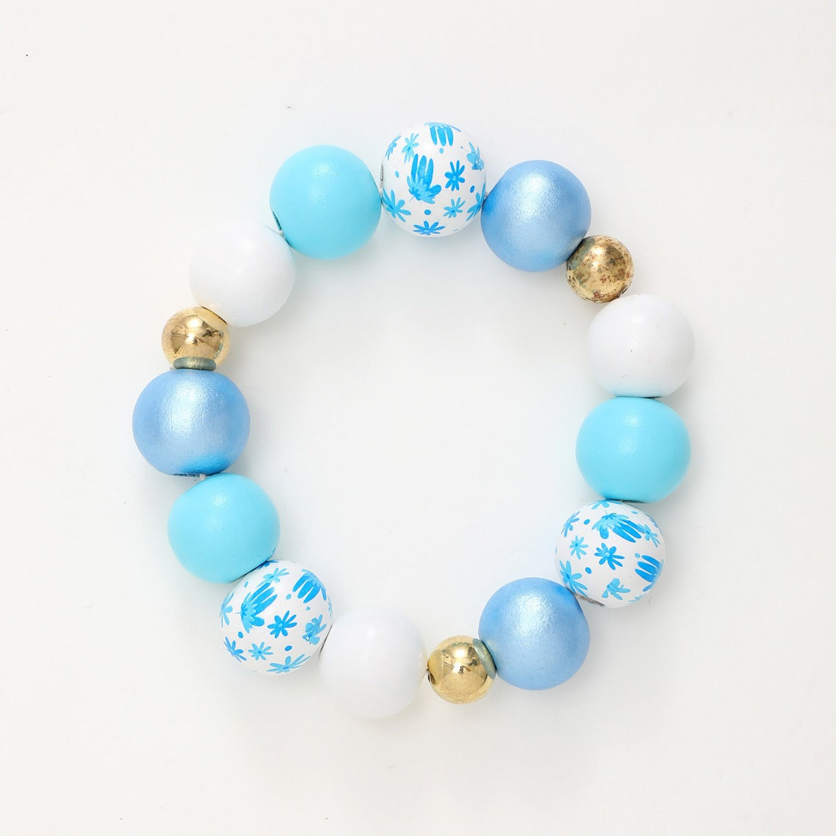 Wholesale Summer Candy Color Beaded Bracelet Wooden Bracelet Keychain