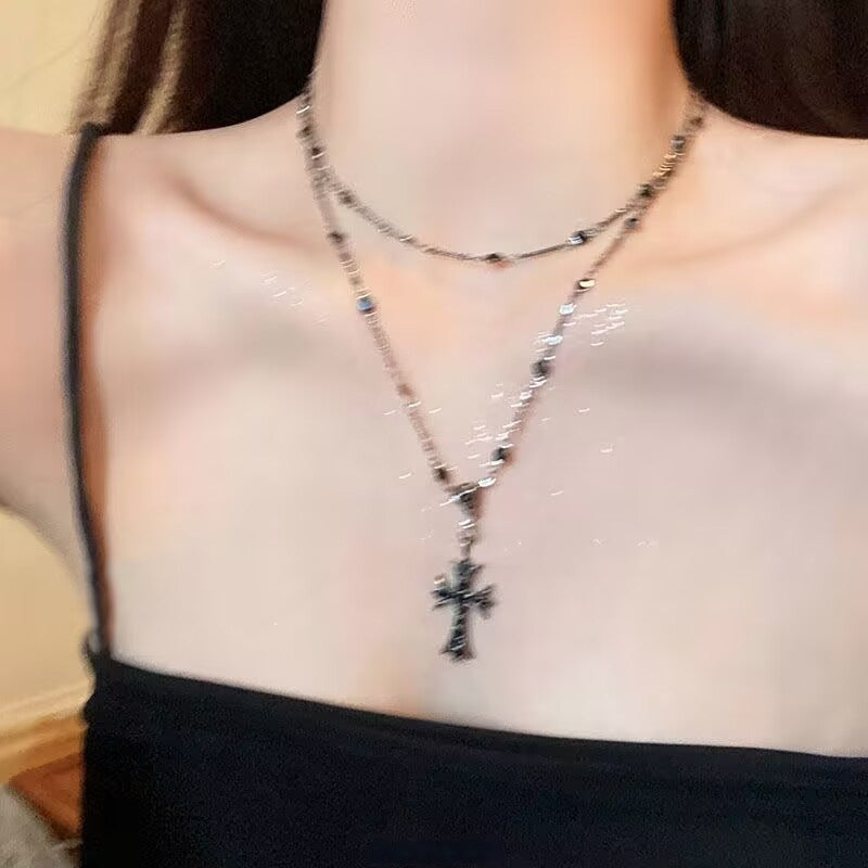 Wholesale Cross long necklace clavicle chain