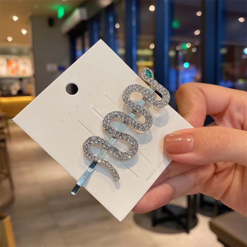 Wholesale Alloy rhinestone fashionable full diamond snake-shaped hairpin