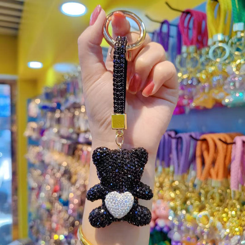 Wholesale Clay Diamond Bear Love Pendant Rhinestone Keychain