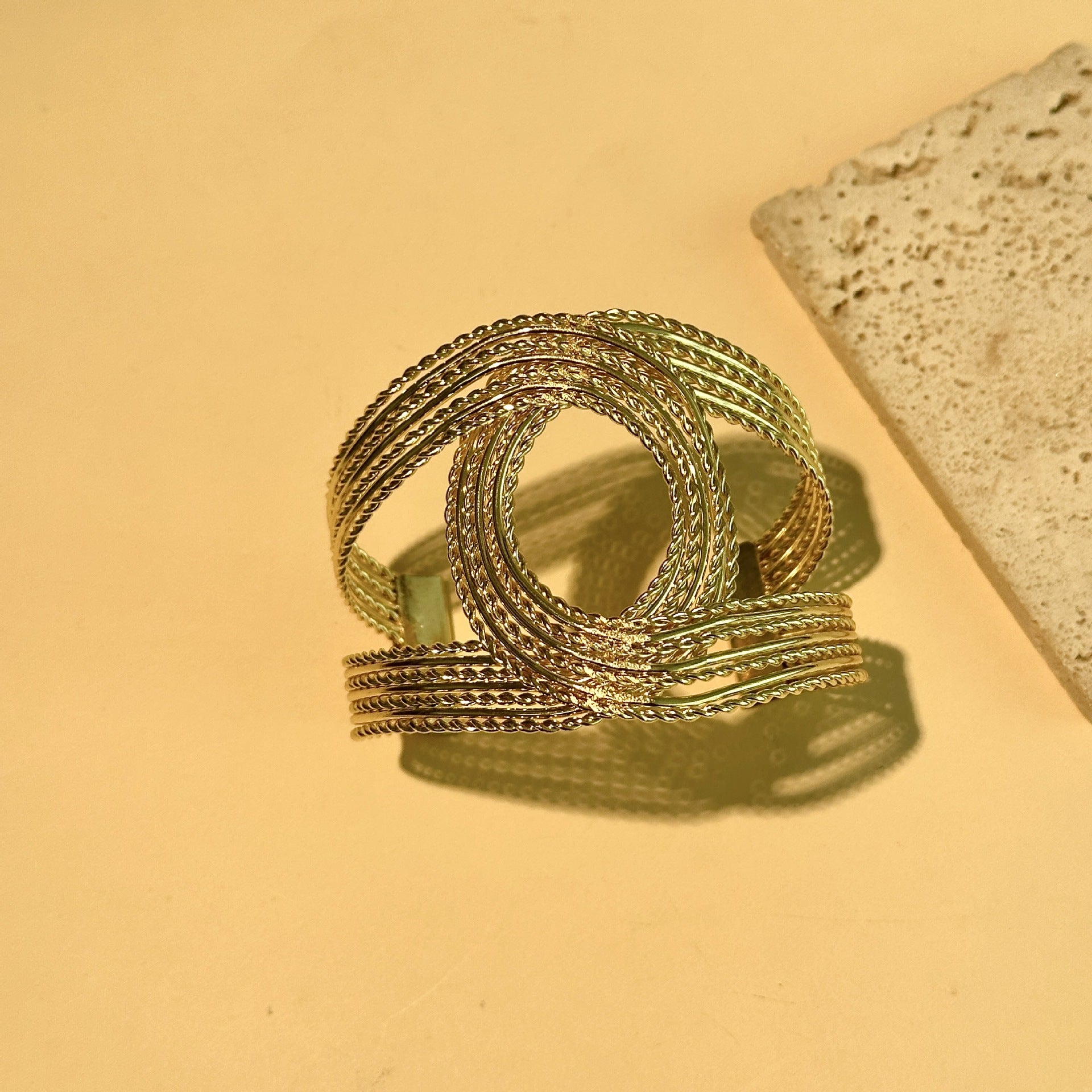 Wholesale Wide opening exaggerated cross woven pattern bracelet