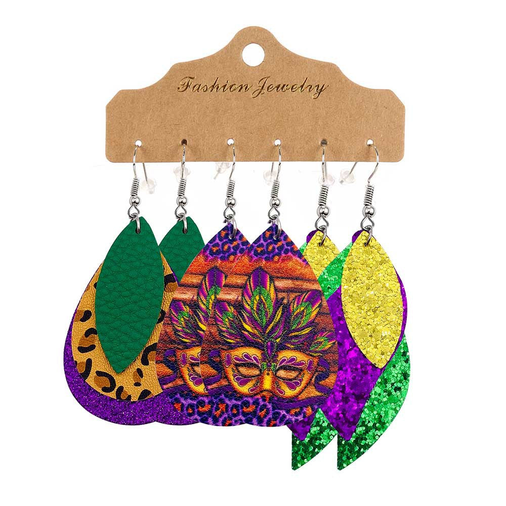 Pendientes al por mayor de cuero festivo de múltiples capas