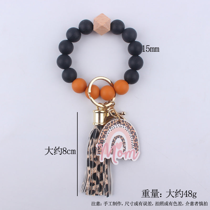 Wholesale Heart Tassel Silicone Bracelet Keychain
