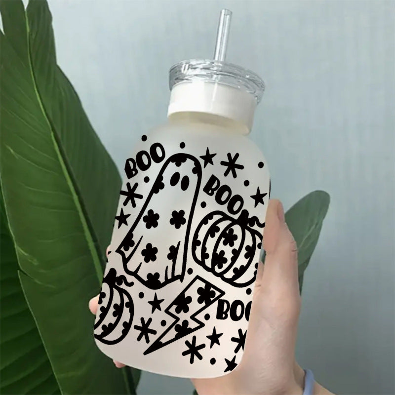 Wholesale Black and white cartoon ghost  16oz Cup UV DTF Wraps