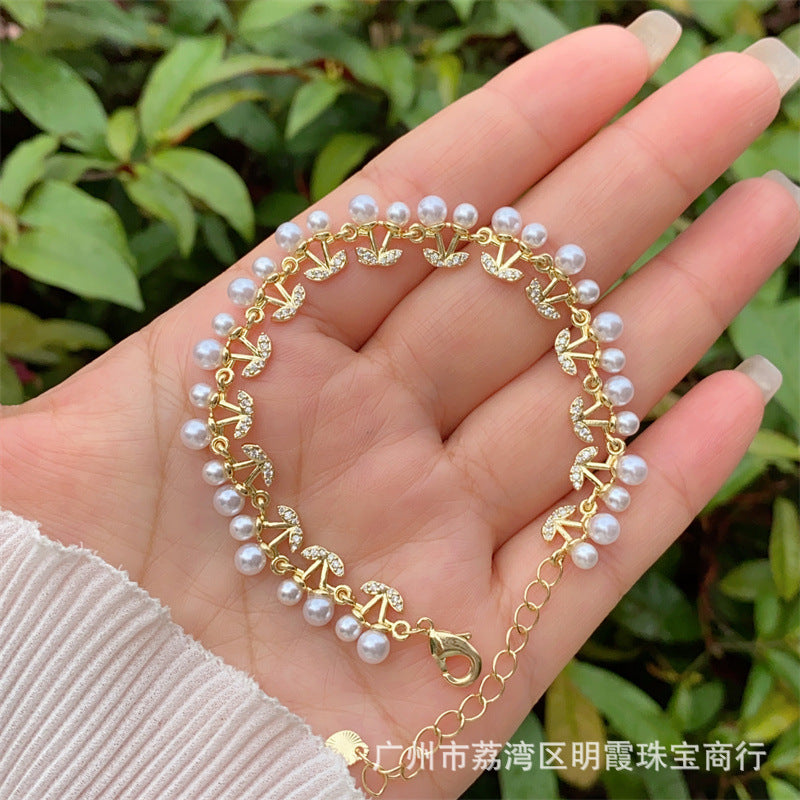 Wholesale  Copper Plated 18k Gold Cute Style Cherry Ladybug Bracelet