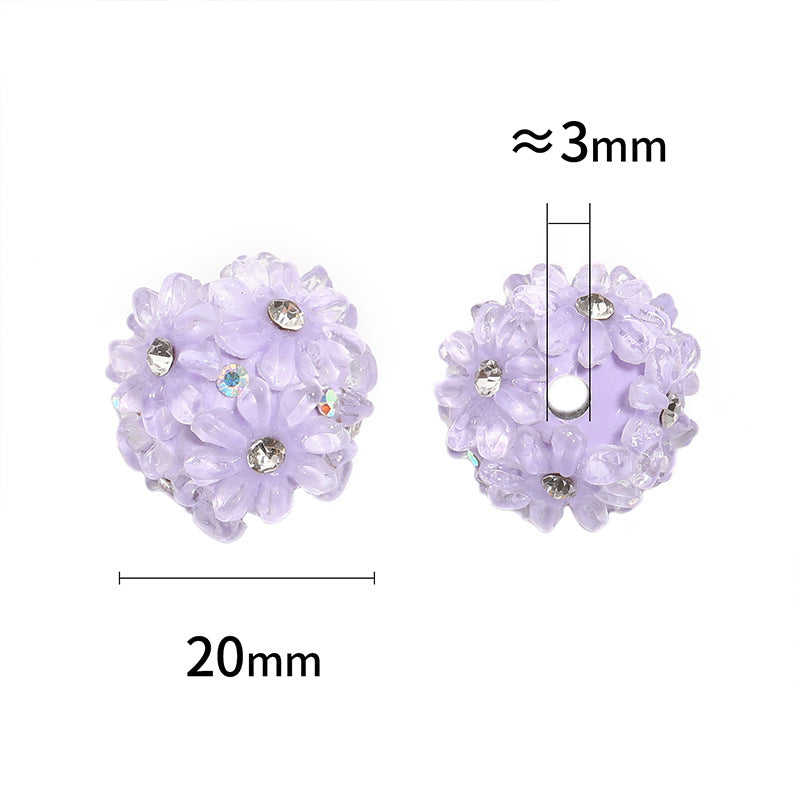 Wholesale 20pcs Diamond-Encrusted Flower Clay Diamond Ball Colorfulful Flower Ball Full of Diamond Beads