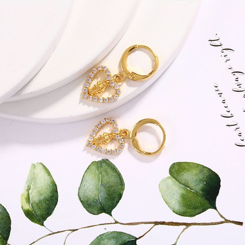 Wholesale Oil Drops Love Heart Our Lady Copper Earrings