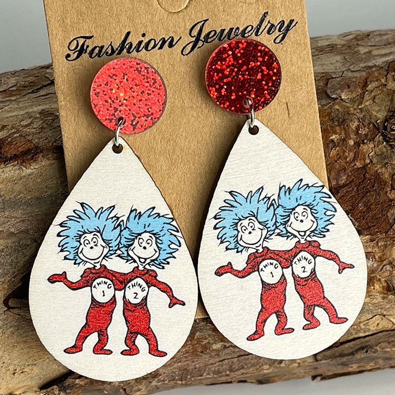 Wholesale Wood Printed Acrylic Fun Earrings