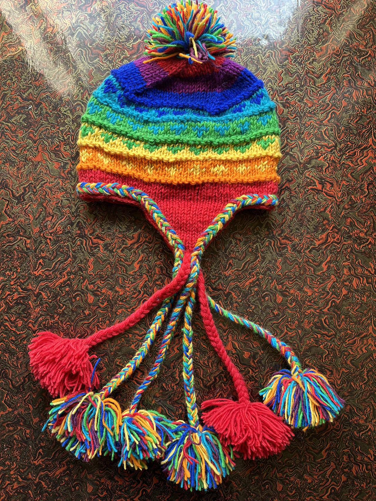Wholesale Wool Warm Rainbow Plus Velvet Thick Earmuffs Beanie