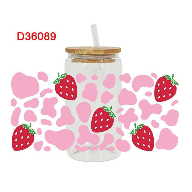 Wholesale UV transfer sticker for glass cups crystal label crystal sticker 16OZ UV DTF WRAPS