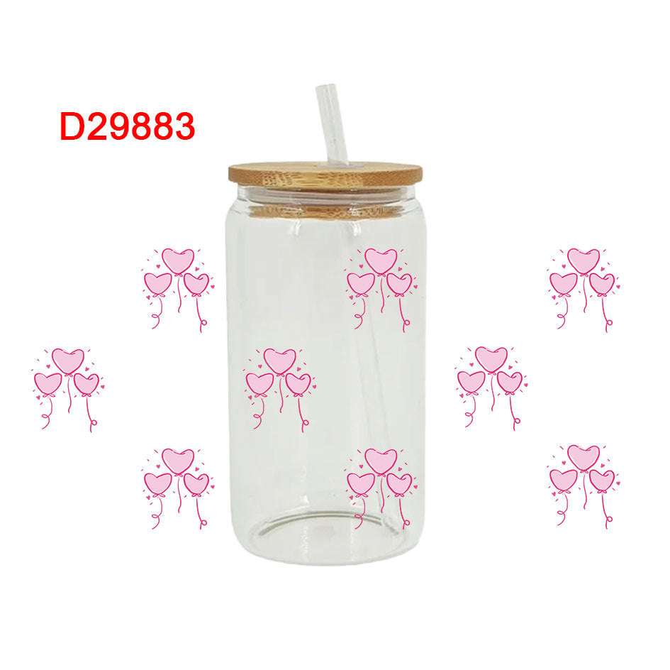 Wholesale Pink Love Ghost Valentine's Day 16oz Cup UV DTF Wraps