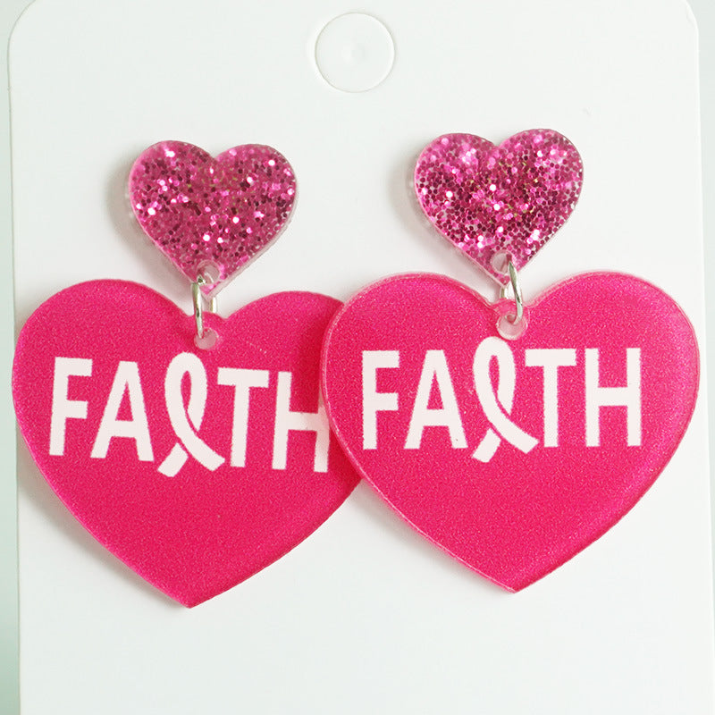 Wholesale 2 Pairs/Pack Pink Ribbon Cancer Survivor Acrylic Earrings