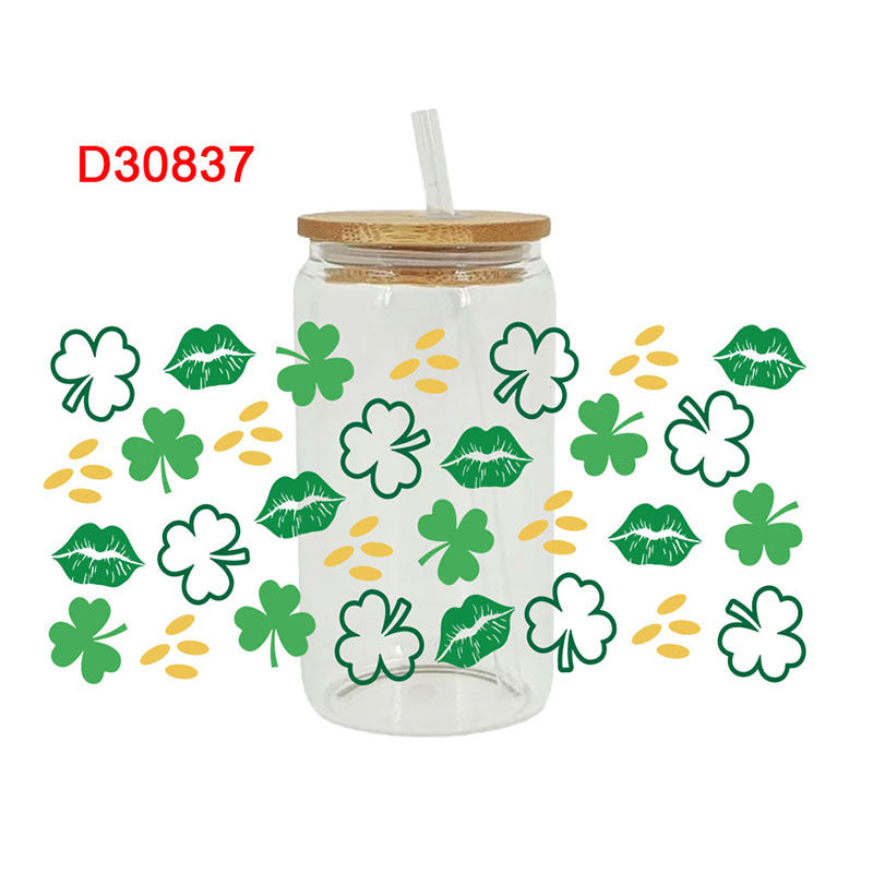 Wholesale St. Patrick's Day Rainbow Clover Alphabet Cartoon 16oz Cup UV DTF Wraps
