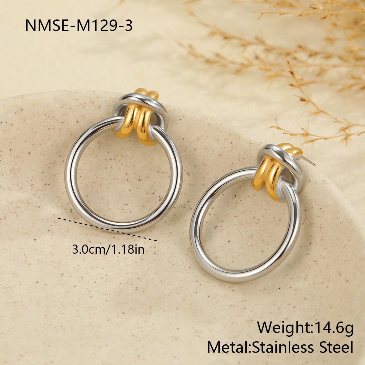 Wholesale Large circular geometric stainless steel earrings
