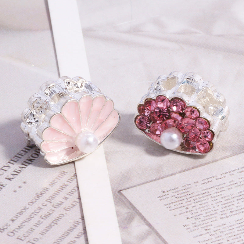 Wholesale 6pcs/pack 3D double-sided small fan four-hole DIY loose beads