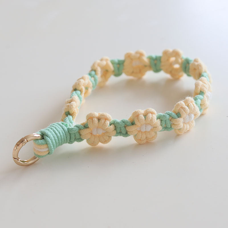 Wholesale Cotton Rope Handwoven Daisy Flower Keychain