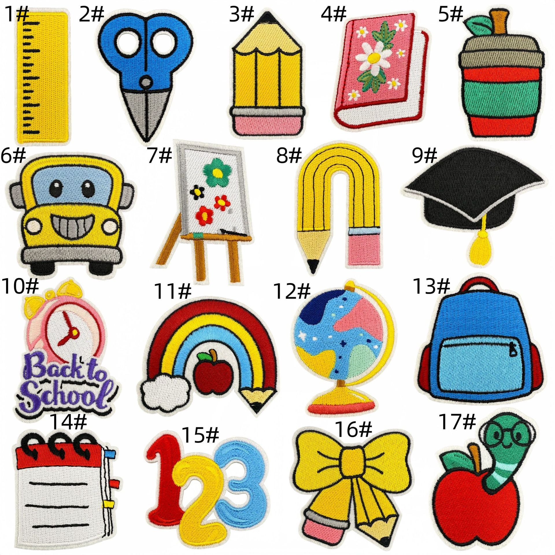 Wholesale Decorative Cartoon School Embroidery Patch Iron On Sewing Applique For DIY Fashion Accent And Gift